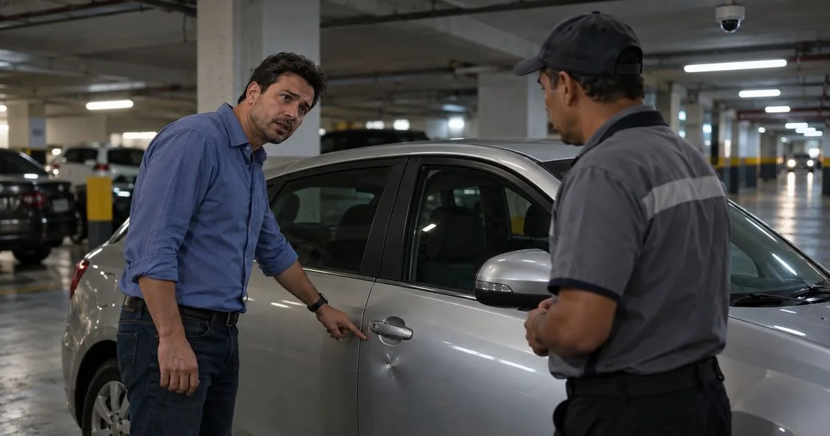 Amassado em carro estacionado expõe limite das câmeras e dificulta reclamação