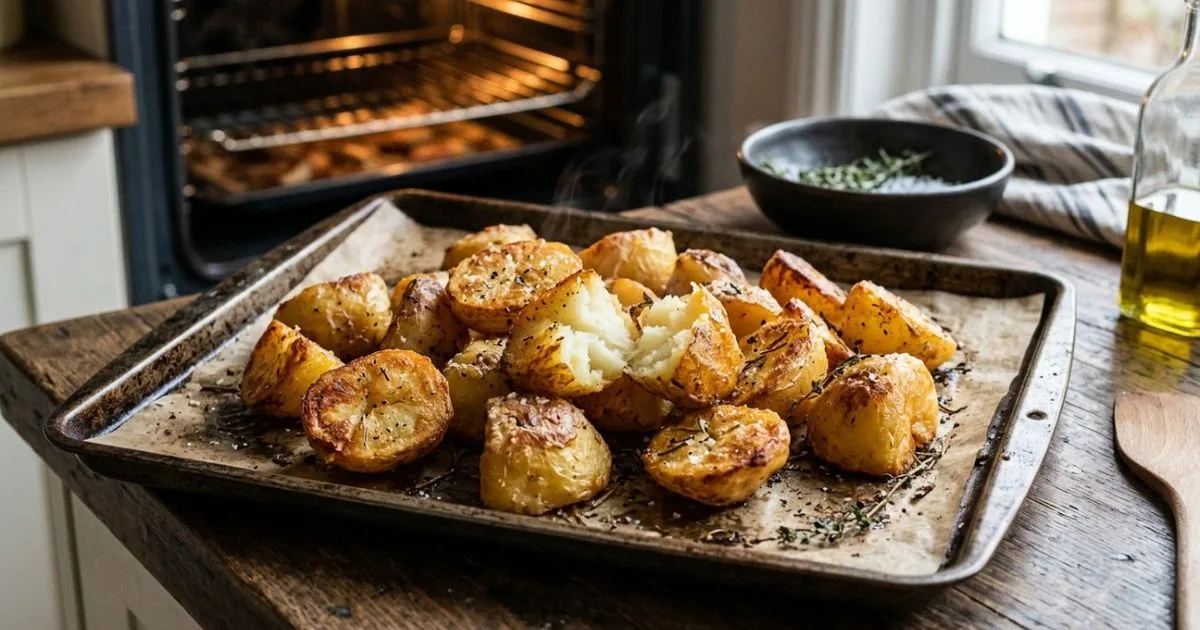 Batata crocante no forno leva pouco óleo e fica macia por dentro
