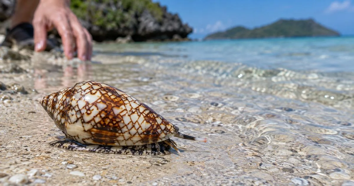 Concha de caracol cone pode esconder animal com arpão venenoso