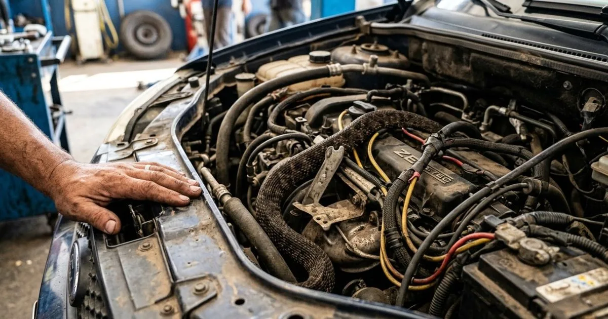 Cobra é retirada de compartimento do motor após alerta de motorista