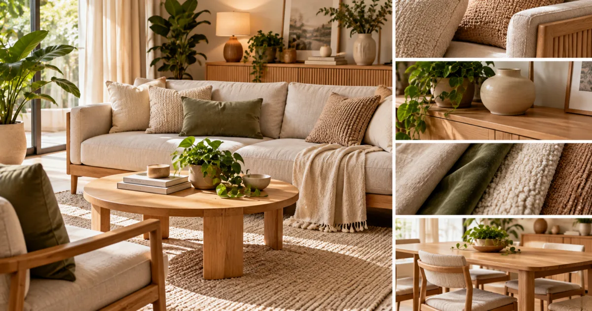 Como combinar madeira clara e tecidos encorpados na decoração