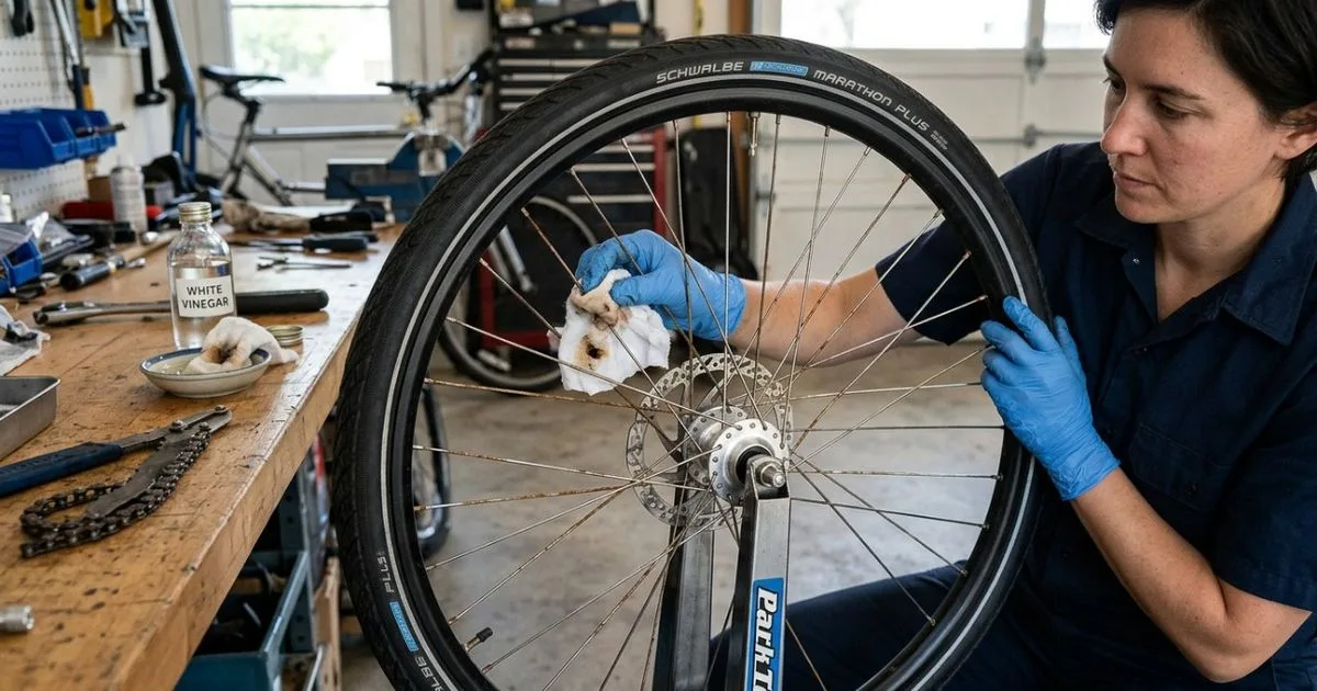 Como limpar a bicicleta sem aplicar vinagre nos pneus