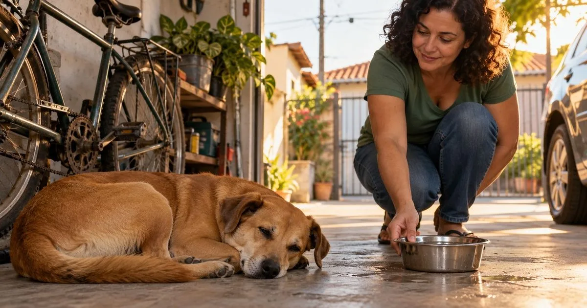 Cachorro que visitava garagem é devolvido ao tutor após família suspeitar de abandono