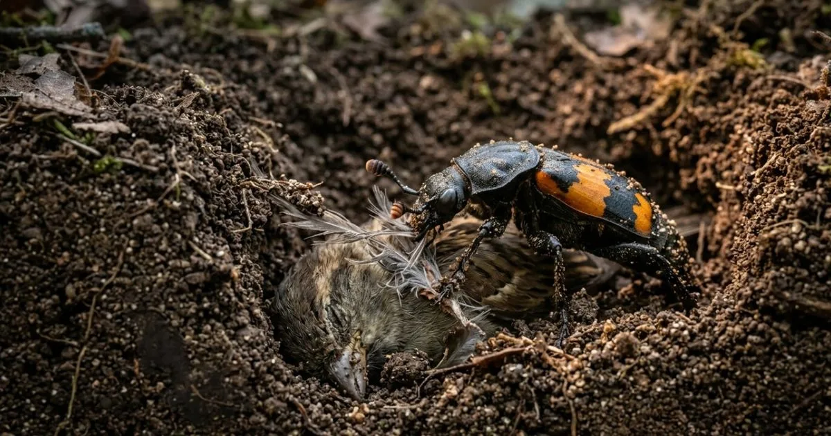 Besouros-coveiros reciclam nutrientes e criam filhotes em carcaças enterradas