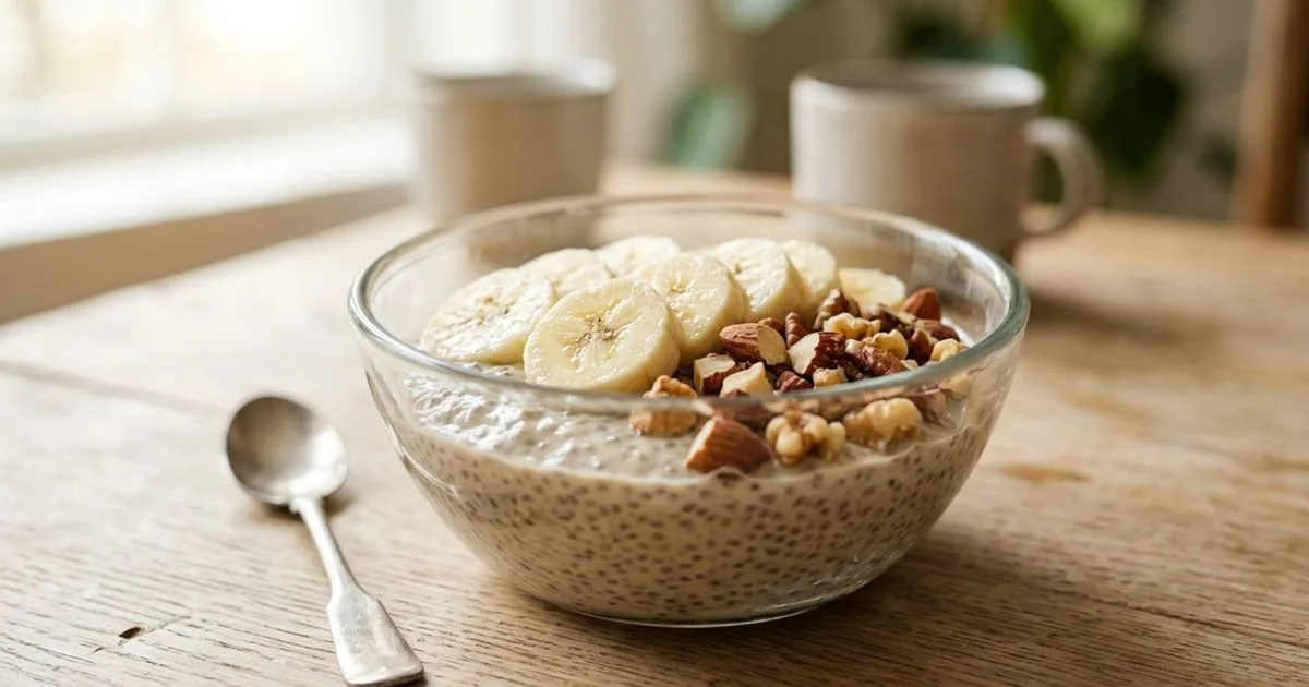 Chia hidratada com banana ganha textura cremosa e pode acompanhar o café da manhã