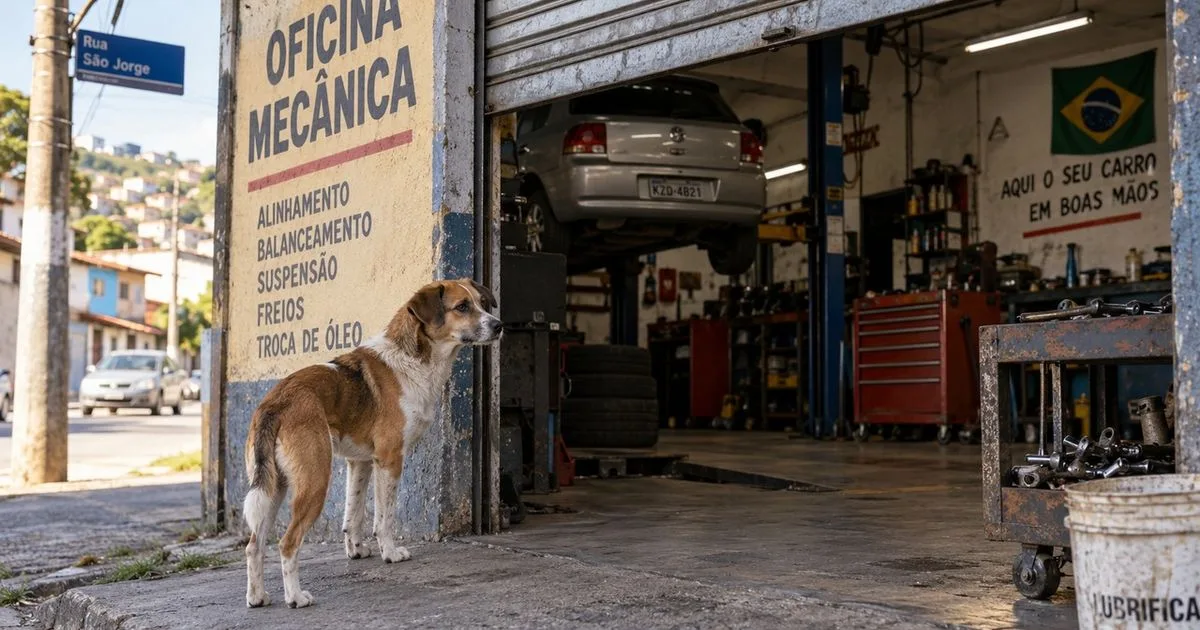 Cachorro repete caminho até oficina e reencontra rotina do antigo tutor