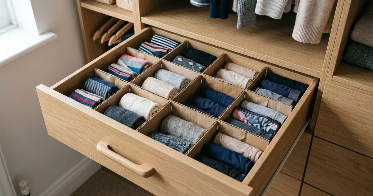 Caixas de papelão viram organizadores para o guarda-roupa