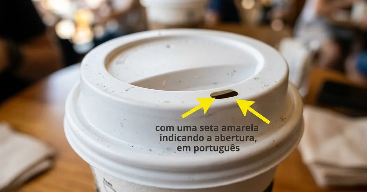 Abertura da tampa do copo regula a pressão e evita respingos