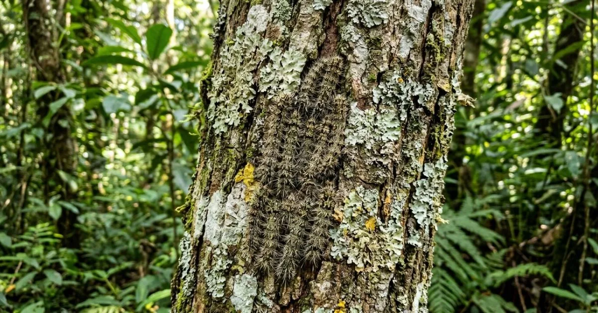 Lagartas do gênero Lonomia exigem cuidado quando aparecem agrupadas em árvores