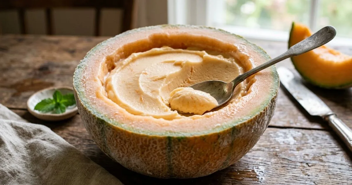 Raspagem da polpa congelada dá textura cremosa ao melão com leite