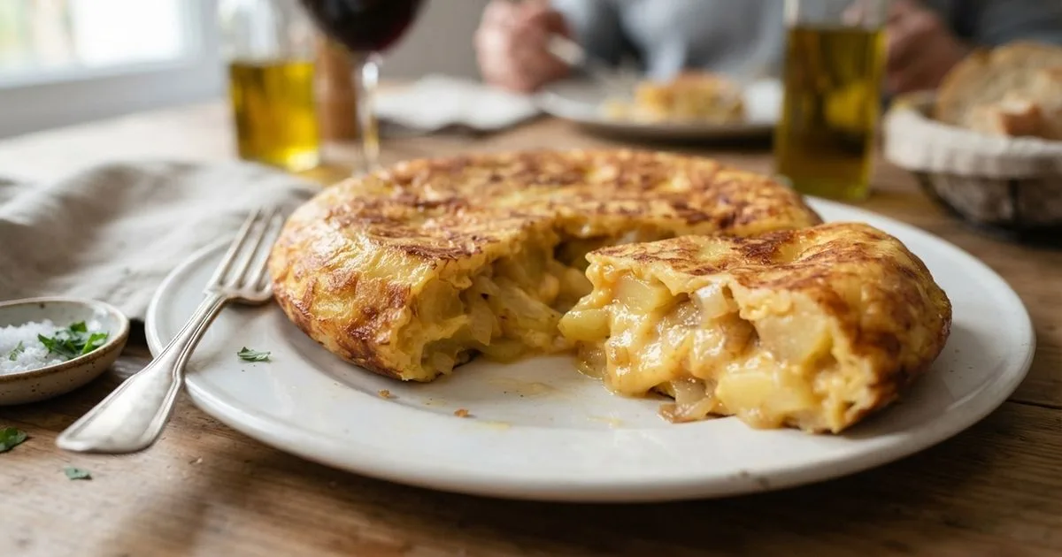 Cozimento lento no azeite deixa a tortilla espanhola mais macia