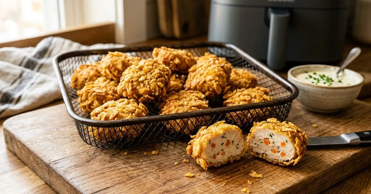 Nugget caseiro de frango fica pronto em 20 minutos na air fryer