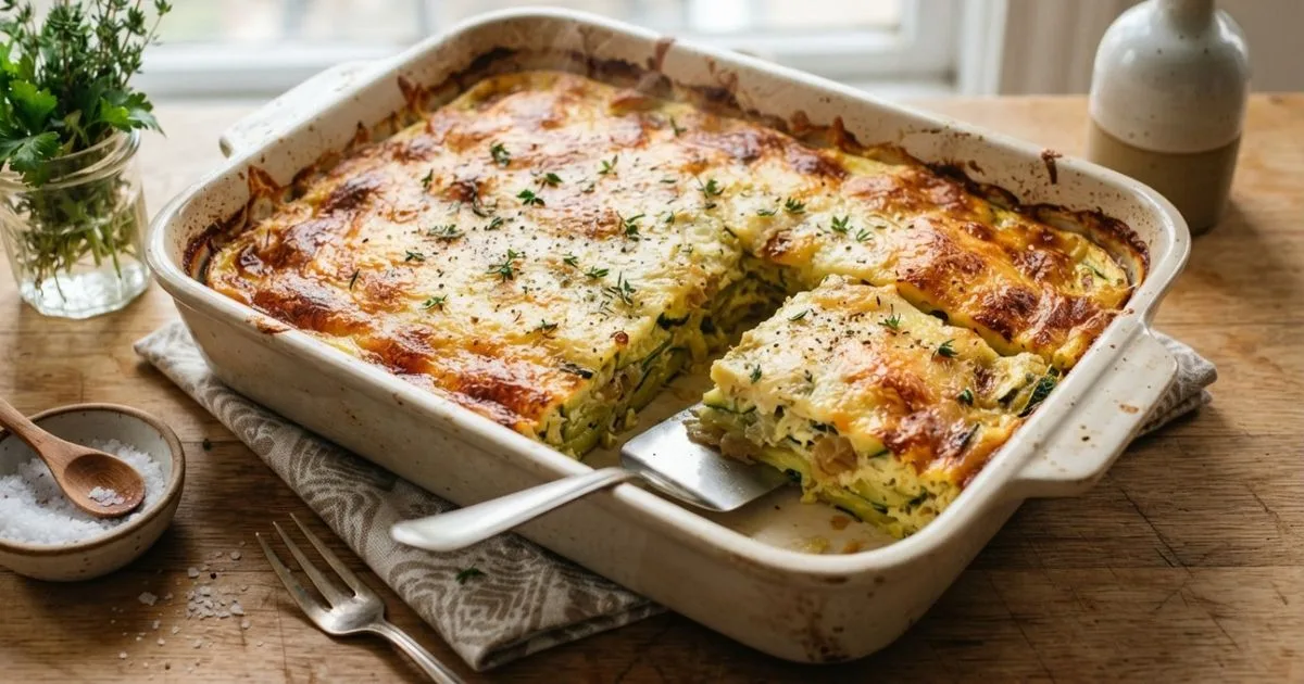 Abobrinha ao forno ganha creme de ovos, leite e queijo ralado