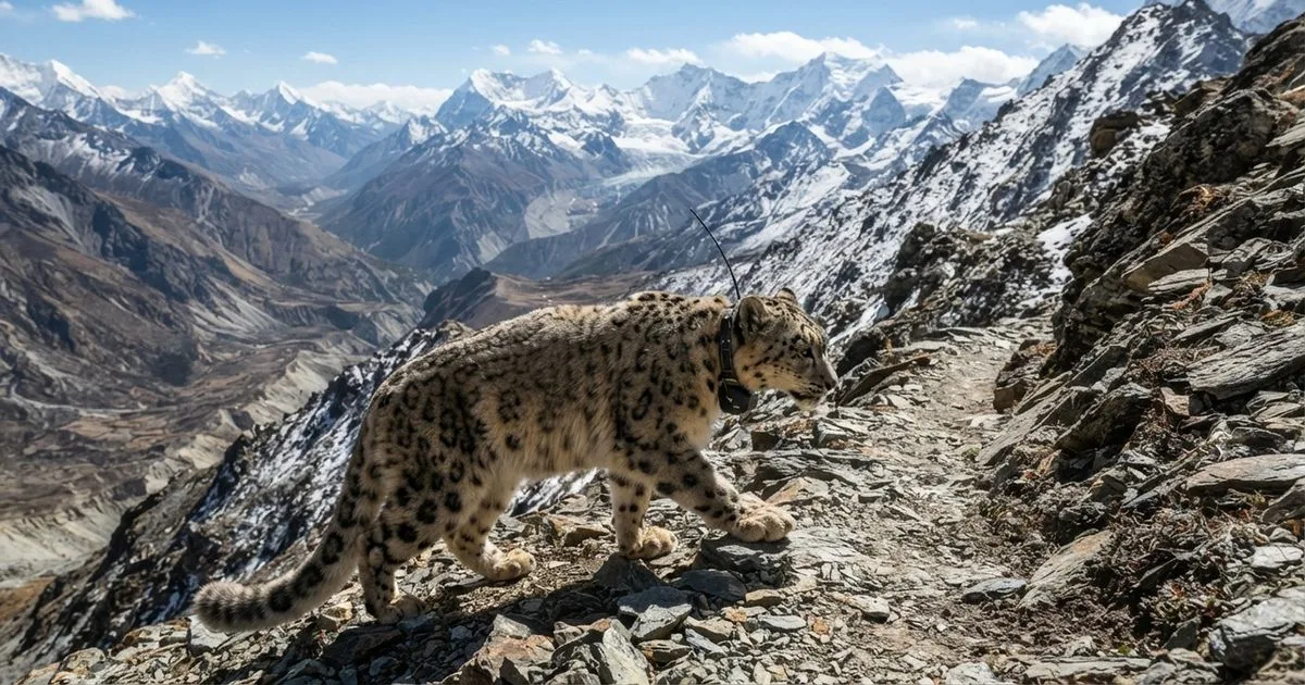 Rastreamento mostra que leopardos-das-neves atravessam fronteiras no Himalaia
