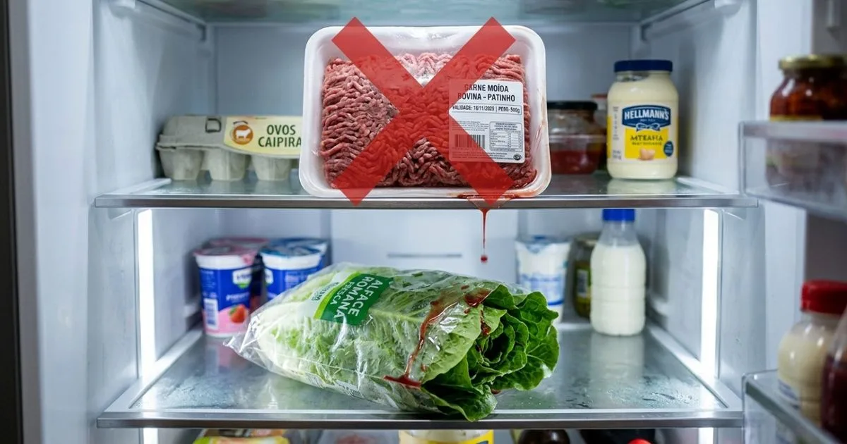 Carne crua deve ficar na prateleira inferior da geladeira