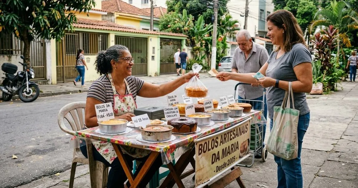 Marlene mantém barraca de bolos no mesmo ponto há quase duas décadas