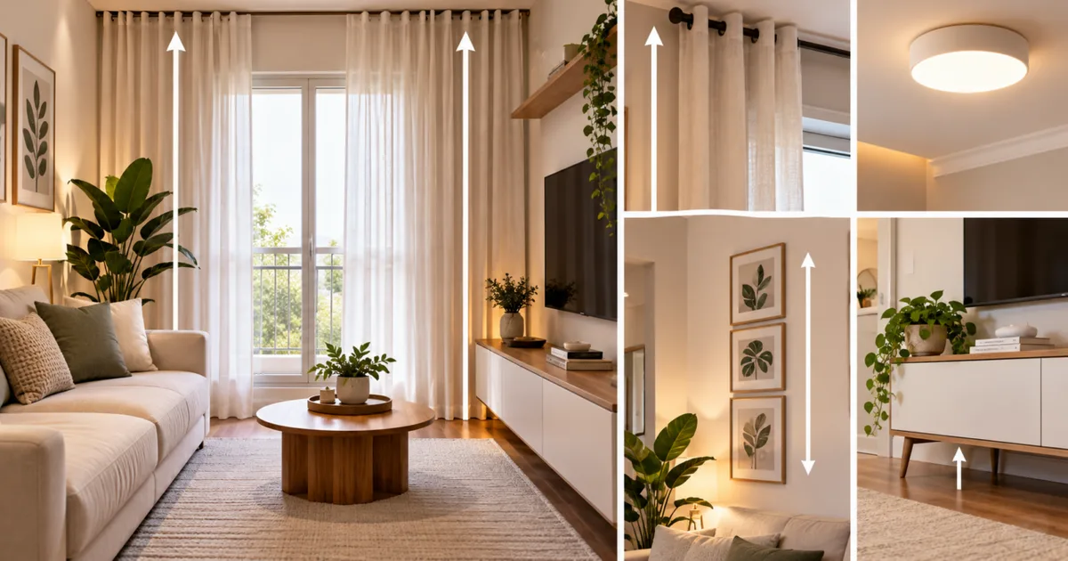 Cortinas, luz e móveis ajudam a ampliar ambientes com teto baixo