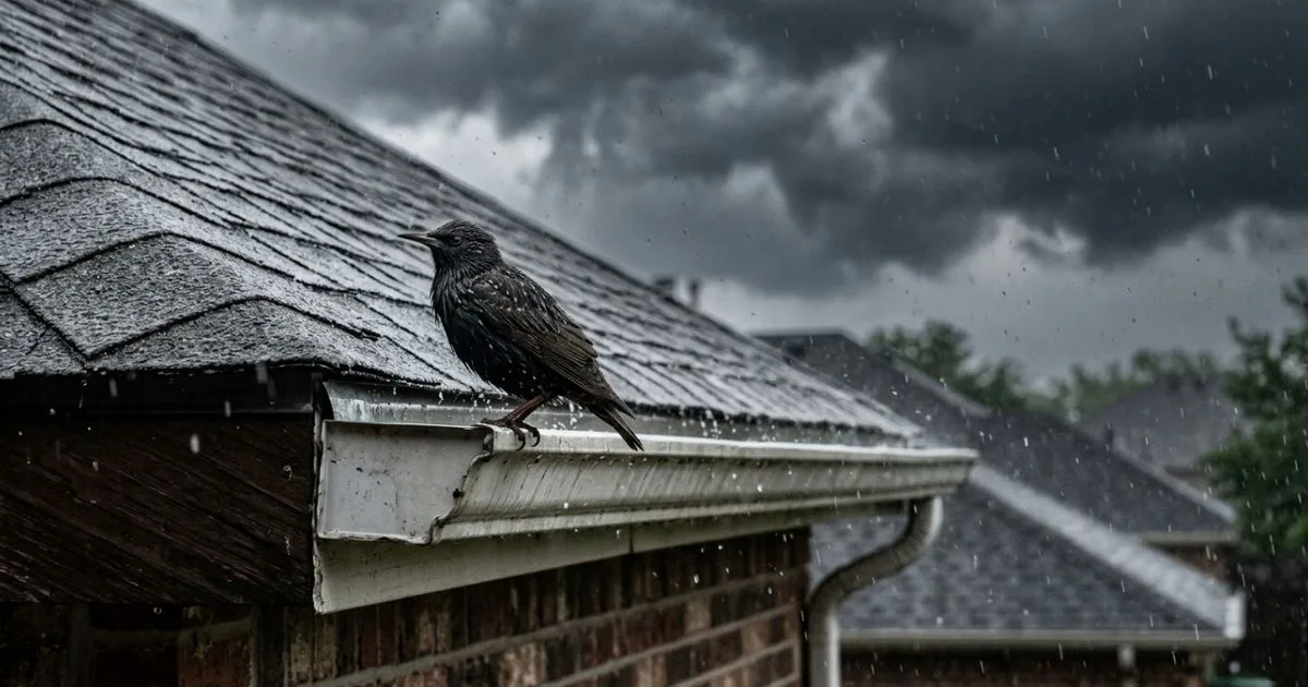 Ave no telhado não previa chuva; seguia insetos atraídos por uma luz