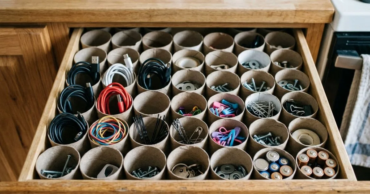 Tubos de papel higiênico podem organizar cabos e gavetas