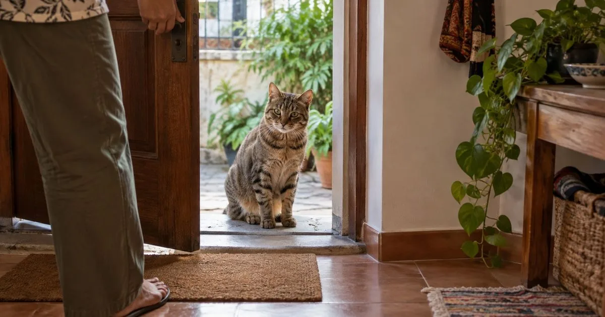 Por que o gato pede para abrir a porta e depois não passa