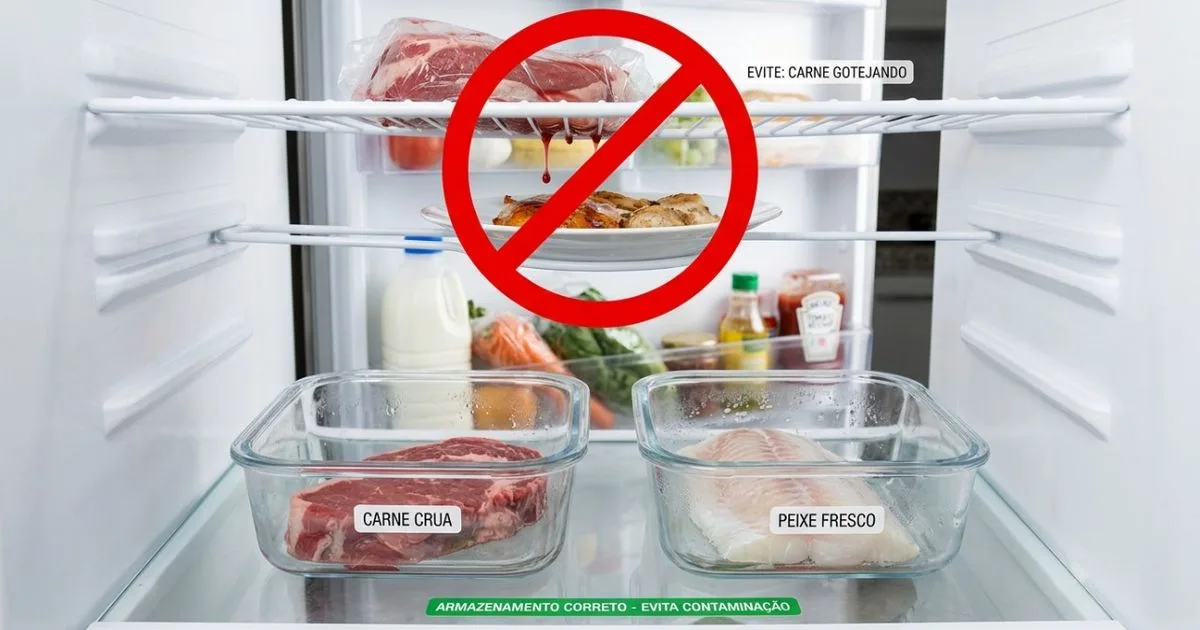 Carnes e peixes crus devem ficar nas partes inferiores da geladeira