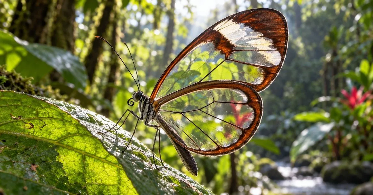 Como a borboleta de asa de vidro reduz reflexos e deixa a luz passar