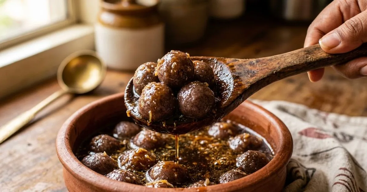 Ragi paal kozhukattai combina coco, rapadura e leite de coco
