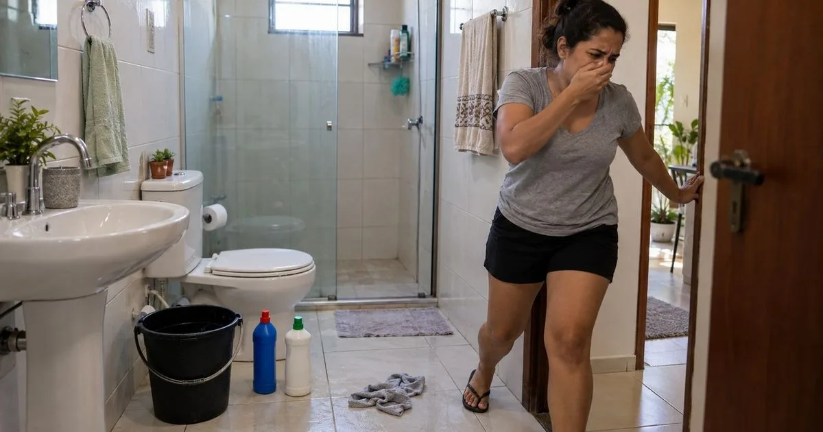 Mistura de produtos de limpeza faz moradora deixar banheiro após irritação