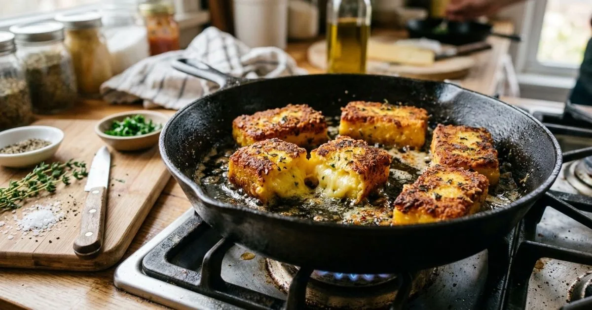 Polenta crocante com queijo é opção simples para o jantar