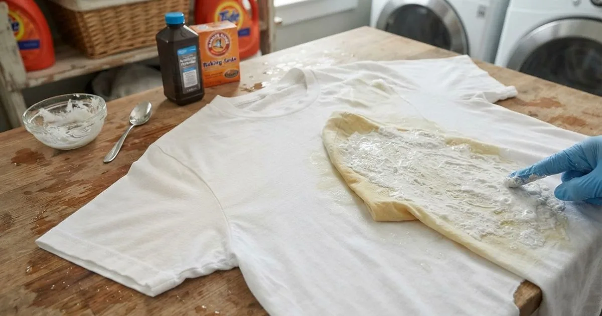 Mistura caseira ajuda a remover manchas de suor de camisetas