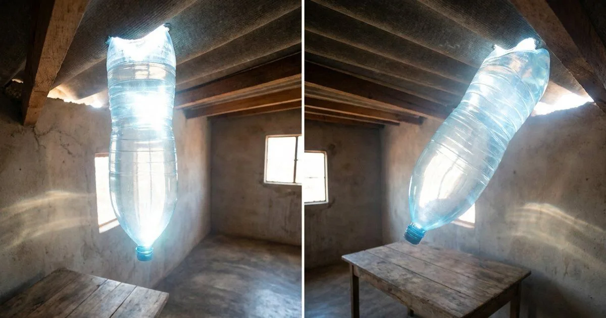 Como garrafas com água no telhado iluminam casas durante o dia