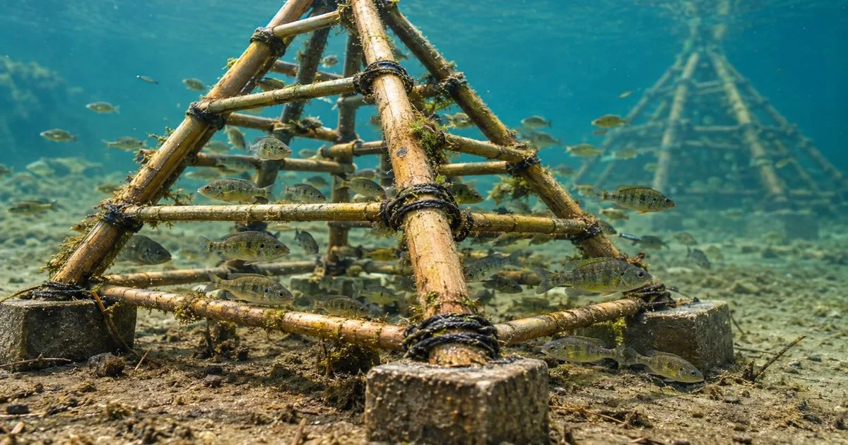 Voluntário cria abrigos de bambu para proteger peixes no Lago Allatoona