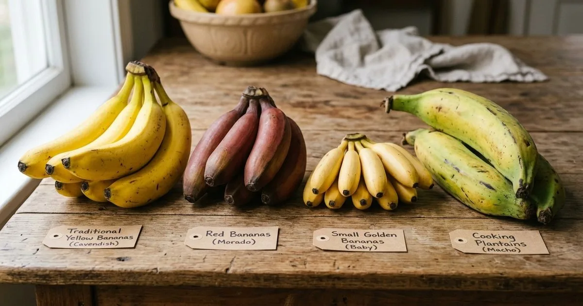 Bananas podem ter casca vermelha, formatos variados e polpas diferentes