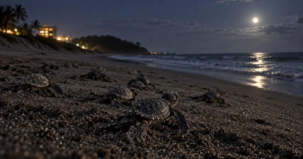 Luz artificial pode desviar filhotes de tartarugas marinhas do mar
