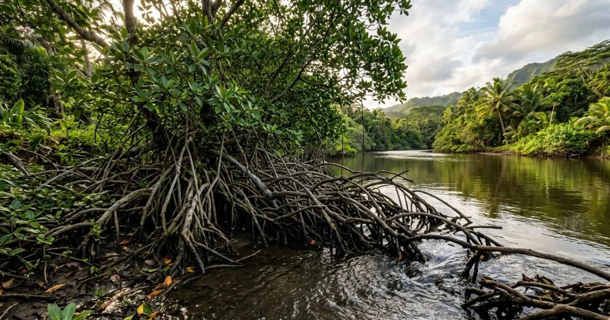 Mangue-vermelho fecha canais e reduz áreas de alimentação de aves no Havaí