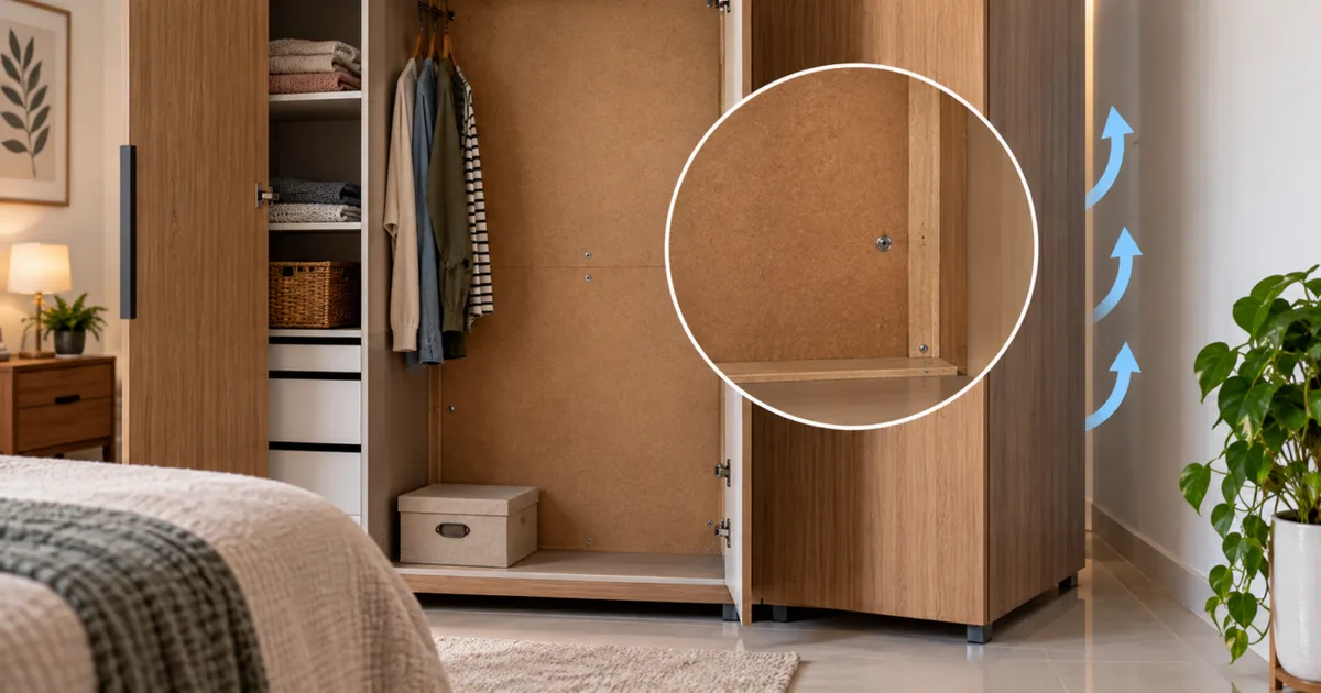Aberturas no fundo do guarda-roupa podem ter funções além do acabamento