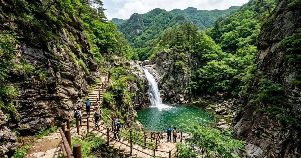 Cânion na Coreia do Sul reúne doze cachoeiras e ponte suspensa