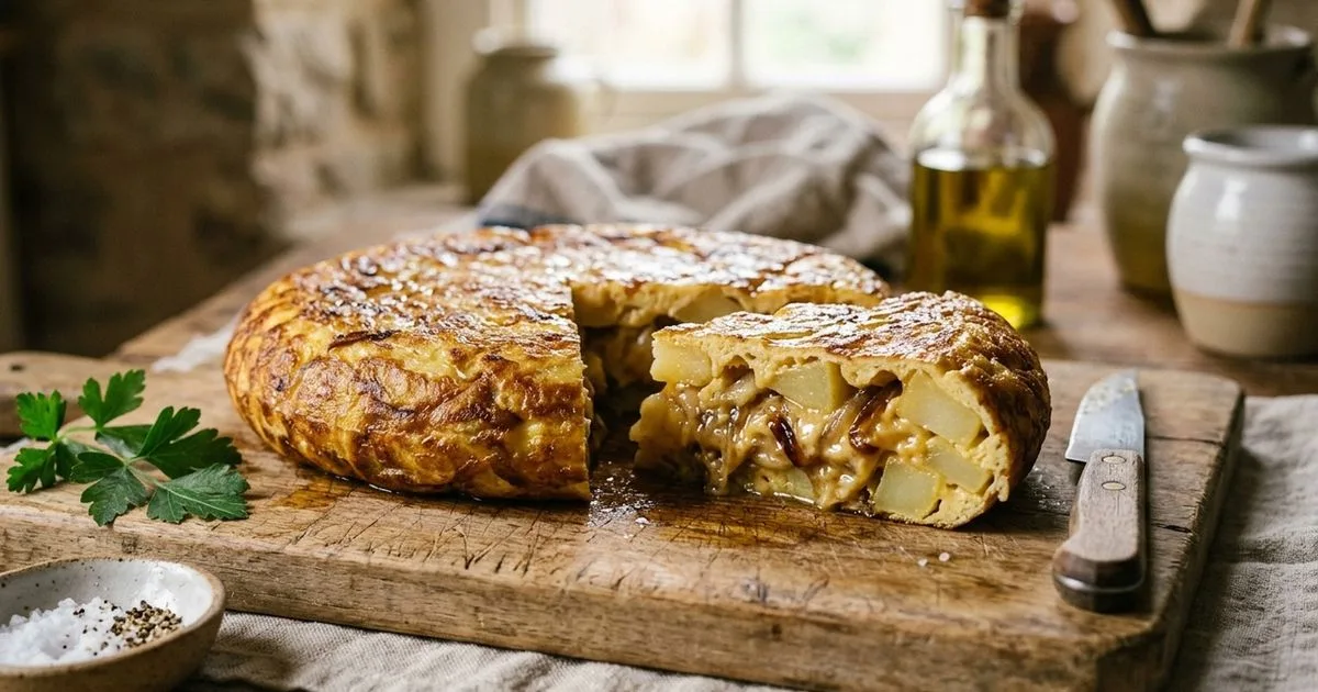 Cebola caramelizada deixa a omelete espanhola de batata mais macia