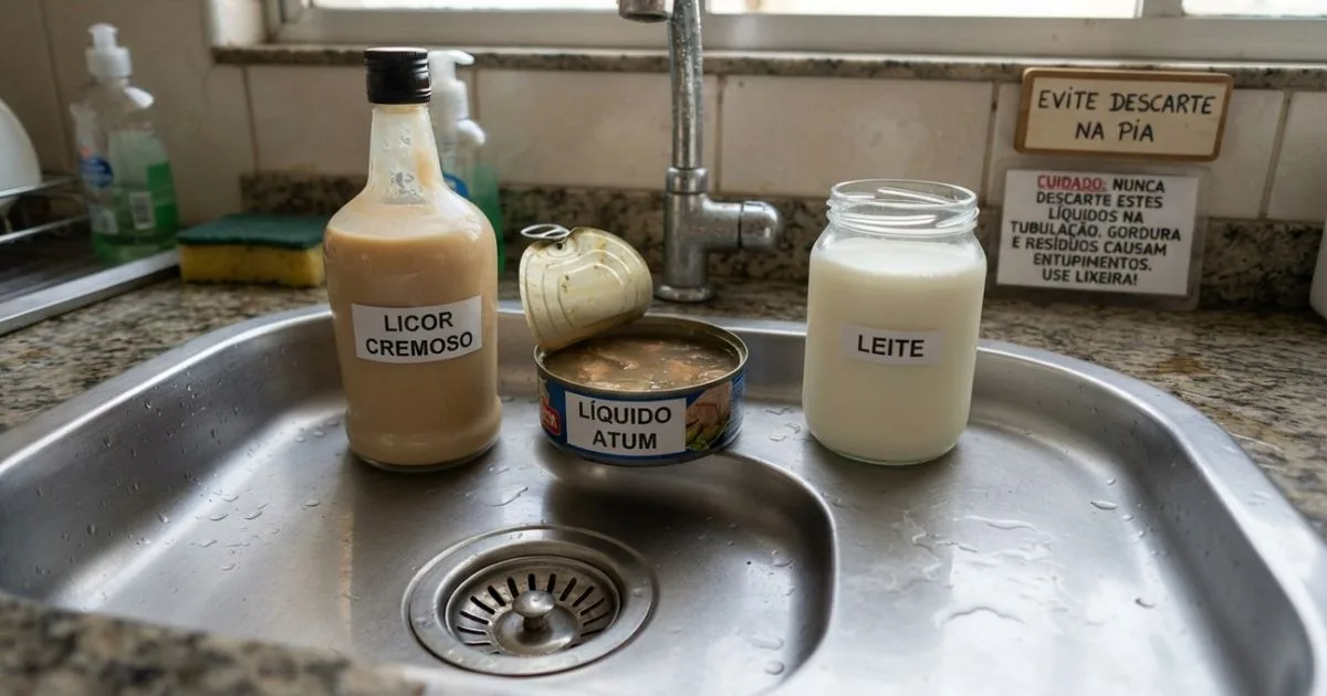 Licor, atum e leite podem deixar resíduos no encanamento da cozinha
