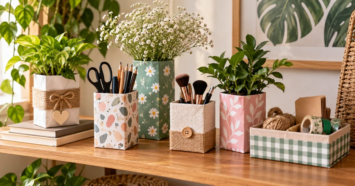 Caixas de leite podem virar organizadores e vasos decorativos