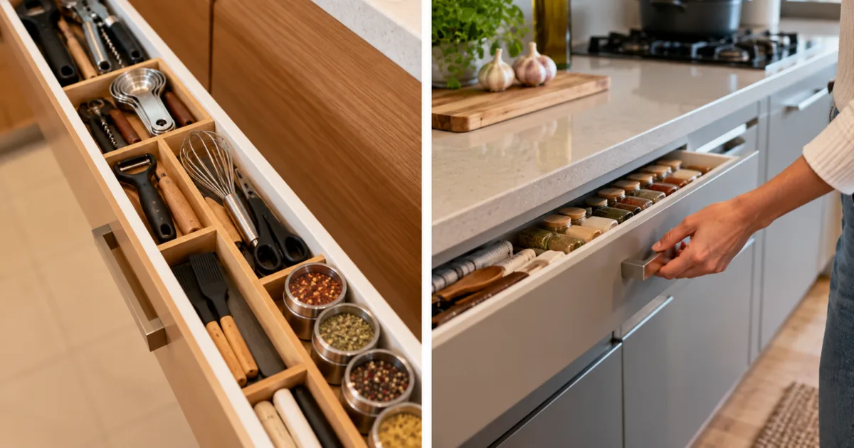 Como organizar uma gaveta estreita e aproveitar melhor a cozinha