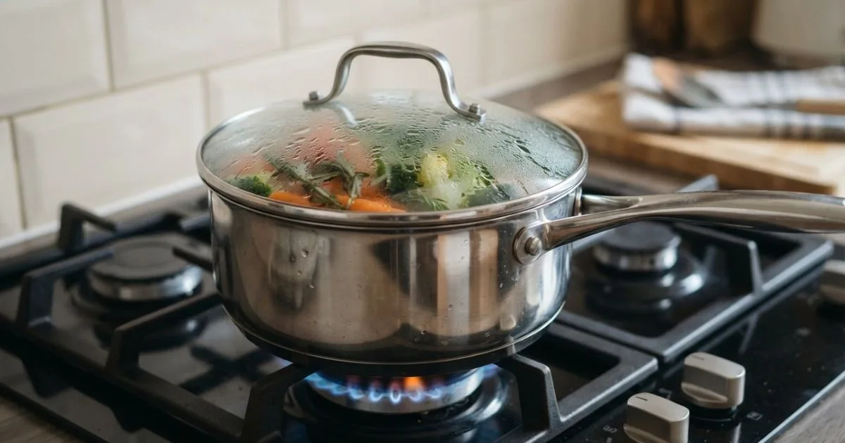 Tampar a panela reduz o consumo de energia e o vapor na cozinha