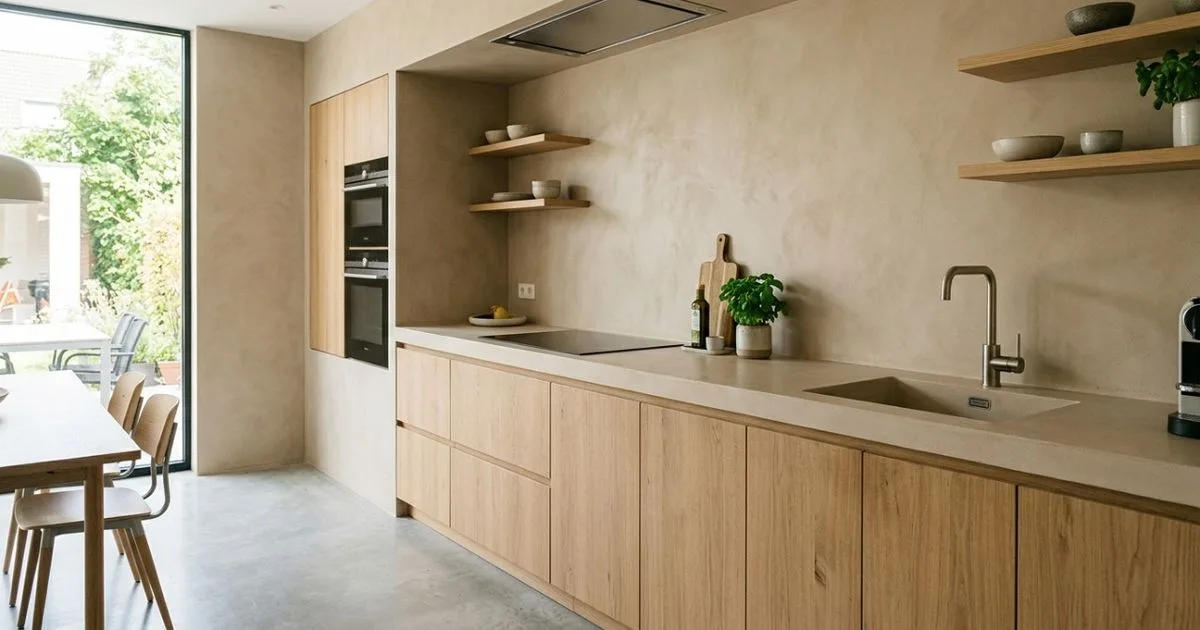 Cozinhas adotam superfícies contínuas no lugar de azulejos pequenos