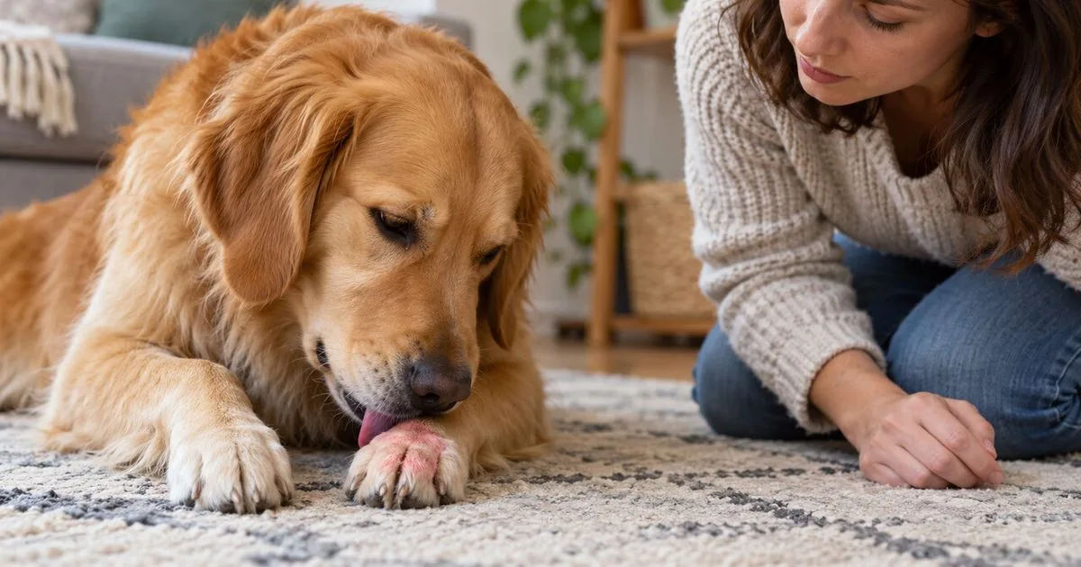Lambedura frequente das patas pode indicar alergia, dor ou infecção em cães