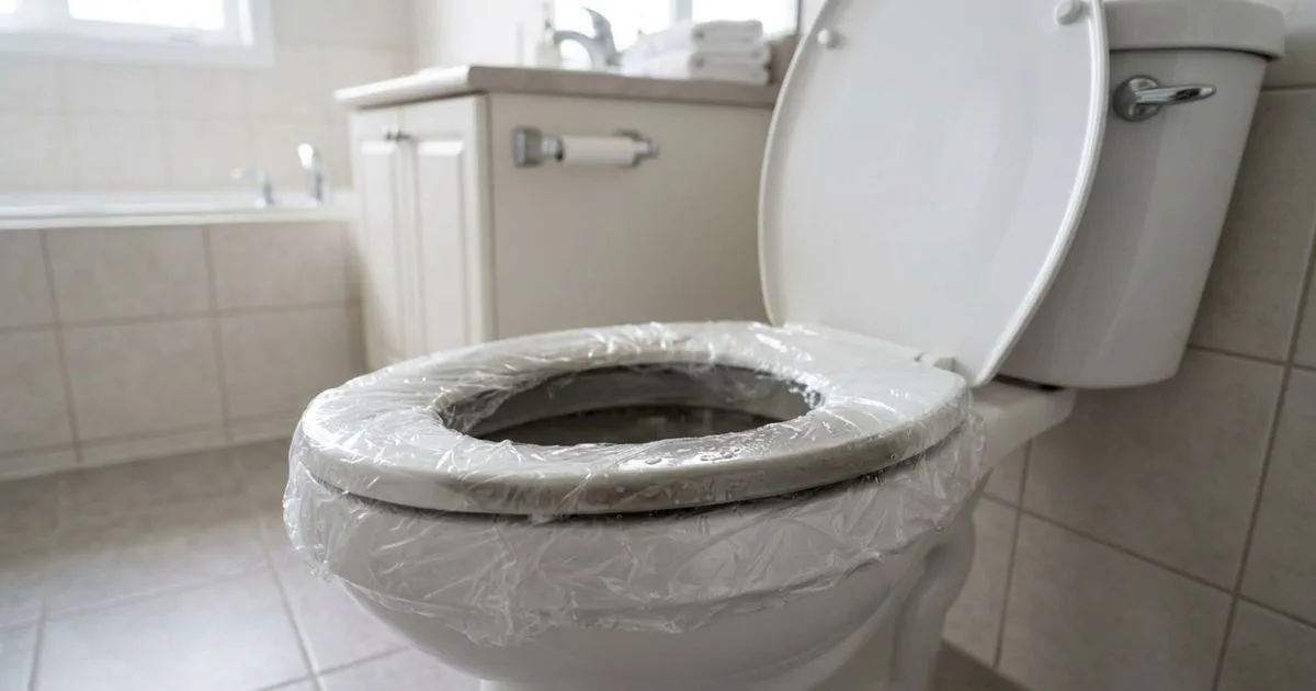 Filme plástico no assento do vaso pode reduzir a evaporação durante a limpeza